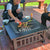 Outdoor Barbecue Grill, Charcoal BBQ Tool, Fire Pit, Square, Courtyard, Camping Table, Family Gathering, 3 in 1