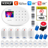 KERUI Tuya Smart WIFI GSM Alarm System Works With Alexa Home Security Wireless 433Mhz Burglar Alarm Door Window Sensor Detector