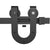 LWZH Single Barn Door Hardware Kit Horseshoe Hanger Roller Black Carbon Steel Flat Track System