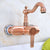 Antique Red Copper Brass Bathroom Kitchen Sink Basin Faucet Mixer Tap Swivel Spout Wall Mounted Single Lever Handle mnf940