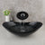 JIENI Square Black Bathroom Sink Washbasin Bath Set Faucet Mixer Tap Art Design Tempered Glass Hand Painted Waterfall Basin Tap