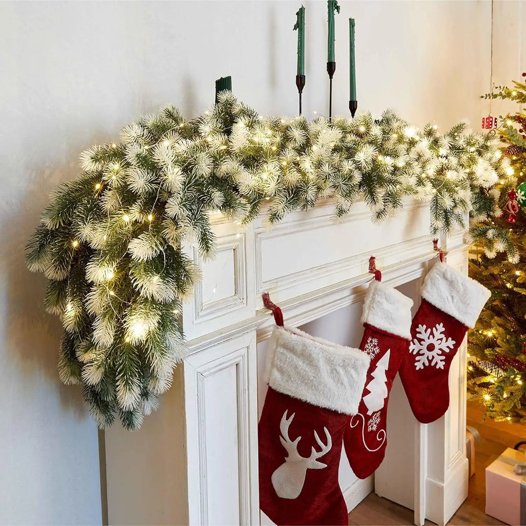 180cm Pine Needles Cypress Rattan American Christmas Table Decor Simulated Pine Needles Cypress Pine Leaves Door Hanging Stair