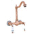 Antique Red Copper Kitchen Sink Bathroom Basin Faucet Mixer Tap Swivel Spout Wall Mounted Dual Ceramic Handles Lnf954