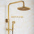 Wall Mounted Mixer Valve Rainfall Antique Brass Shower Faucet Complete Sets + 8" Brass Shower Head + Hand Shower + Hose Pipe