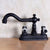 Oil Rubbed Bronze Bathroom Faucet 2-Handle 4 Inch Centerset Sinks Mixer Tap Knf158