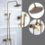 Three Functions Bathroom Rain Shower System, Two Handle, Antique Brass Finish, F83-A1, Solid Brass