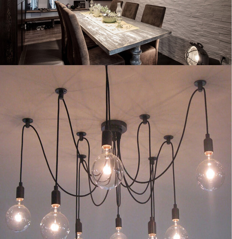 E27 Retro Edison Bulb Pendant Lights Vintage Loft Antique Hanging Pendant Lamp Spider